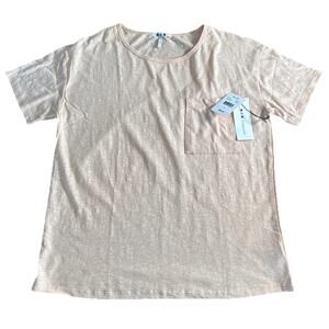 Three Dots Recycle Jersey Short Sleeve Pocket Tee Women's S Apricot Ice Pullover